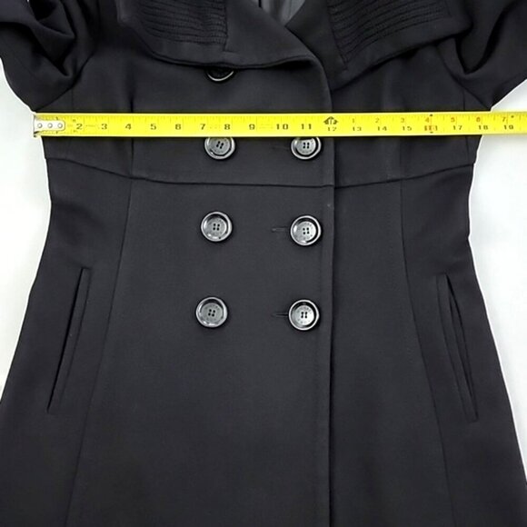 MICHAEL Kors Women's Black Double Breasted Wool Pea Coat Ribbed Collar Size 4 - Picture 9 of 11